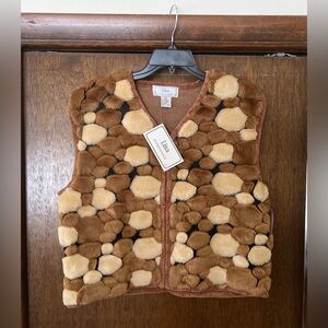NWT Nordstrom Lisa International Large Taupe Faux Fur Vest
